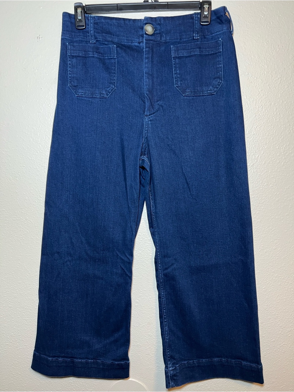 Anthropologie Maeve The Colette Cropped Wide Leg Pants Womens Size 32 Blue Denim